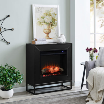 SEI Furniture - Holly & Martin Frescan Contemporary Touch Screen Electric Fireplace - Modern Design, Black Glass and Wood - Ideal for Living Room, Bedroom (FR1063059)