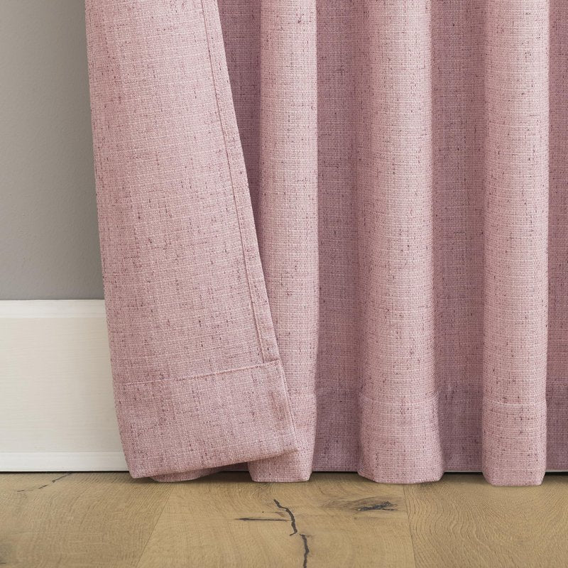 Sun Zero Roxy Generation Slub Texture Tacked Bow Semi-Sheer Tie Top Curtain Panel, 50" x 84", Pink