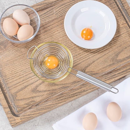 Restaurantware Met Lux 10.2 Inch x 3.5 Inch x 2 Inch Egg Separator 1 Spiral Egg White Separator - With Hanging Hole Dishwasher-Safe Stainless Steel Egg Yolk Separator For Kitchen