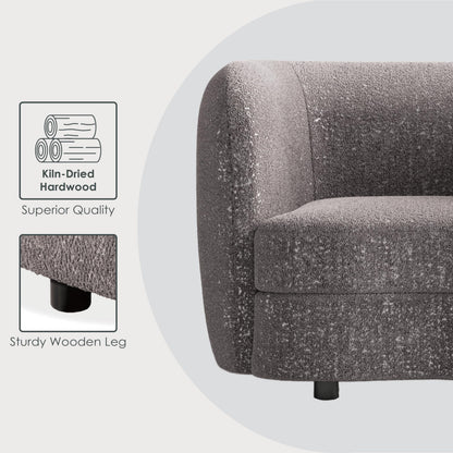 Furniture of America Nimiane Modern Boucle 3 Piece Sofa Set with Curved Arms and Wooden Legs, Accent Furniture Sets for Living Room, Home Office, Bedroom, Lounge, Charcoal Gray
