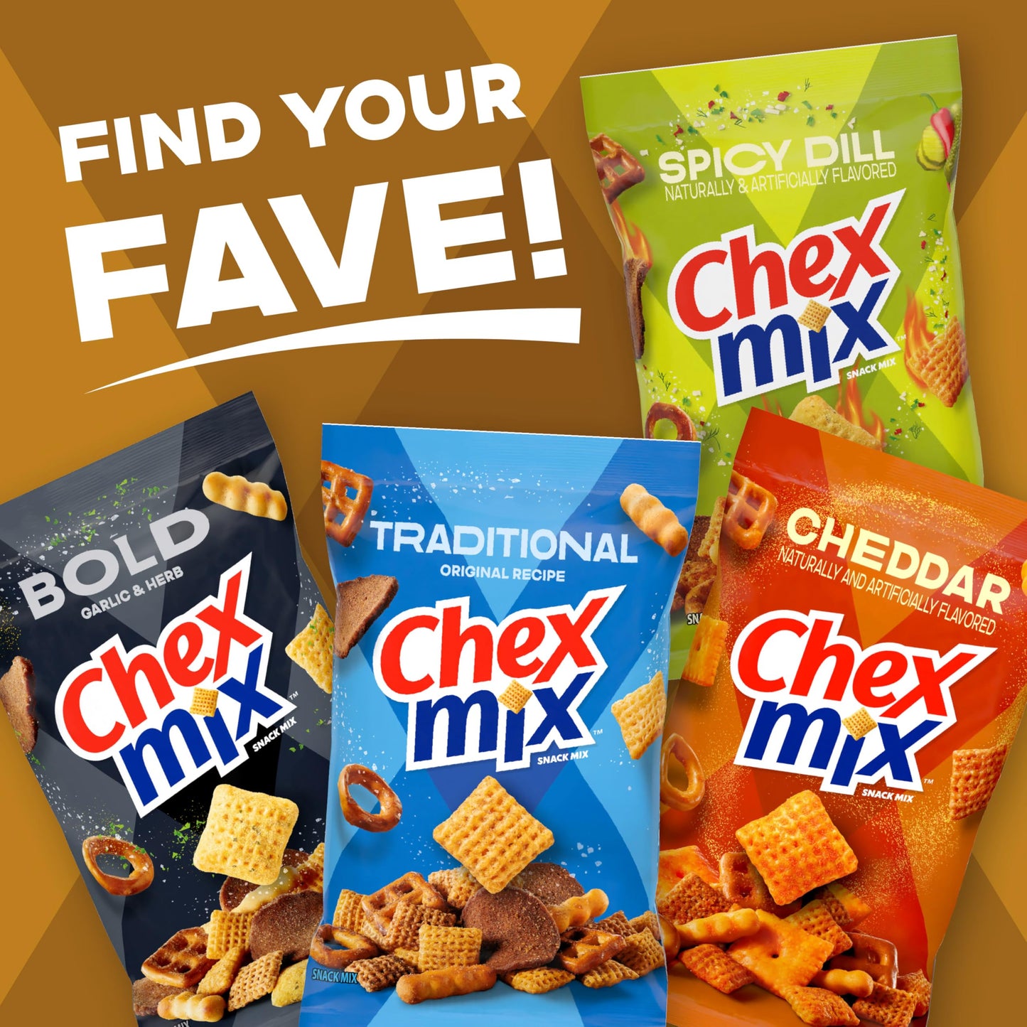 Chex Mix Turtle Snack Mix, Indulgent Snacks, Family Size, 13.5 oz