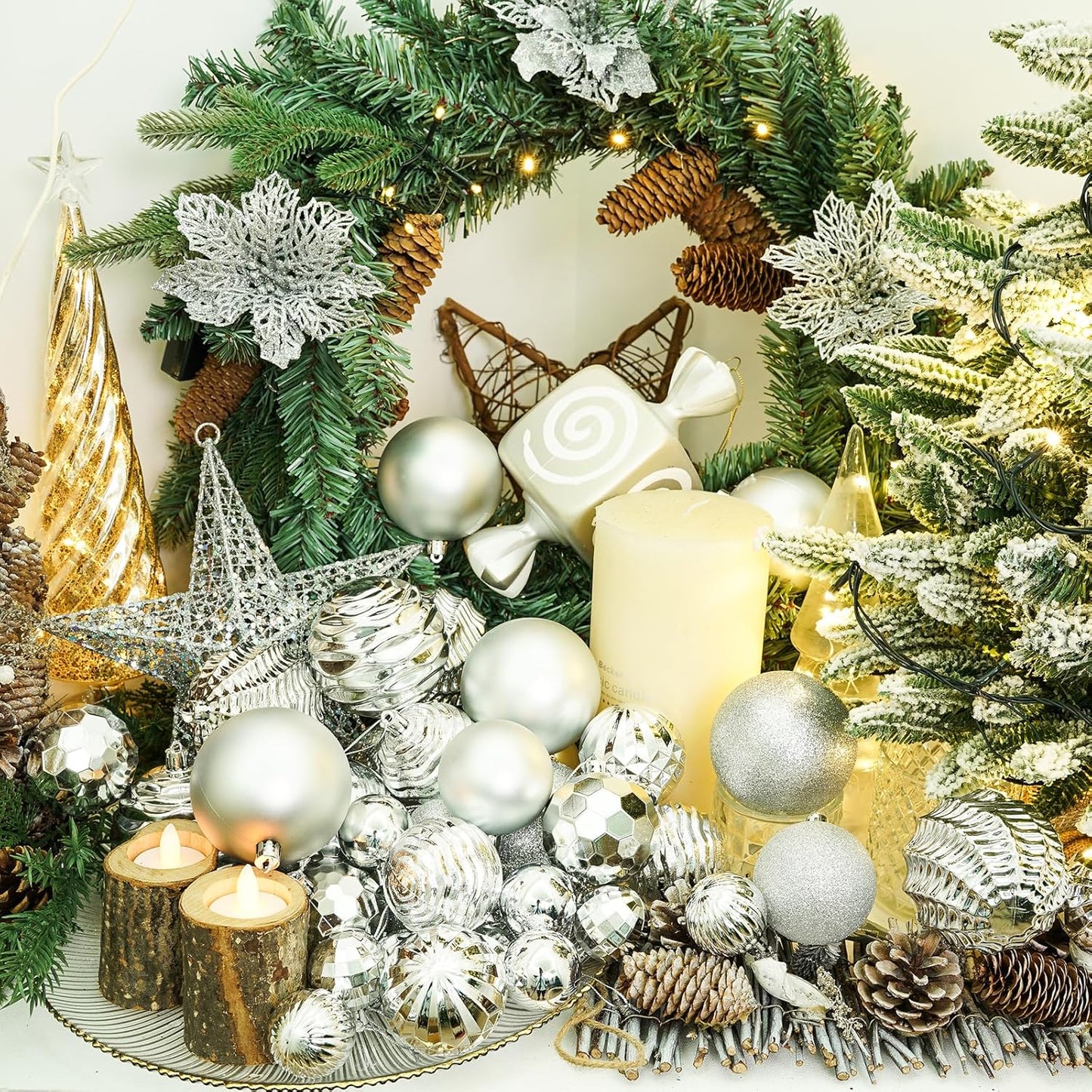 XmasExp 16ct Christmas Balls Ornaments - Shatterproof Large Hanging Balls for Holiday Wedding Party Tree Decoration