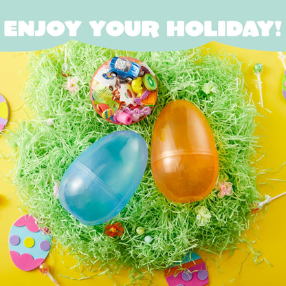 6 7" 6 JOYIN Pcs Jumbo Plastic Easter Eggs, Clear Colors Empty Eggs for Filling Treats Easter Party Favor Hunt Basket
