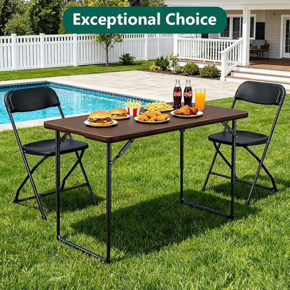 48" 24" Folding Table x - Heavy Duty Fold-in-Half Plastic Table with Adjustable Height, Portable Utility Tables