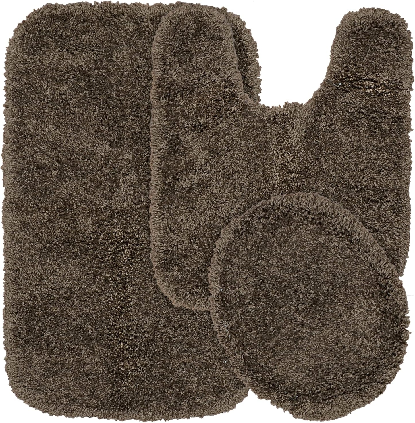 Garland Rug 3 Set Set Serendipity Brown Chocolate Piece (Toilet Cover, Contour Rug, Bath Rug) Shaggy Nylon Washable