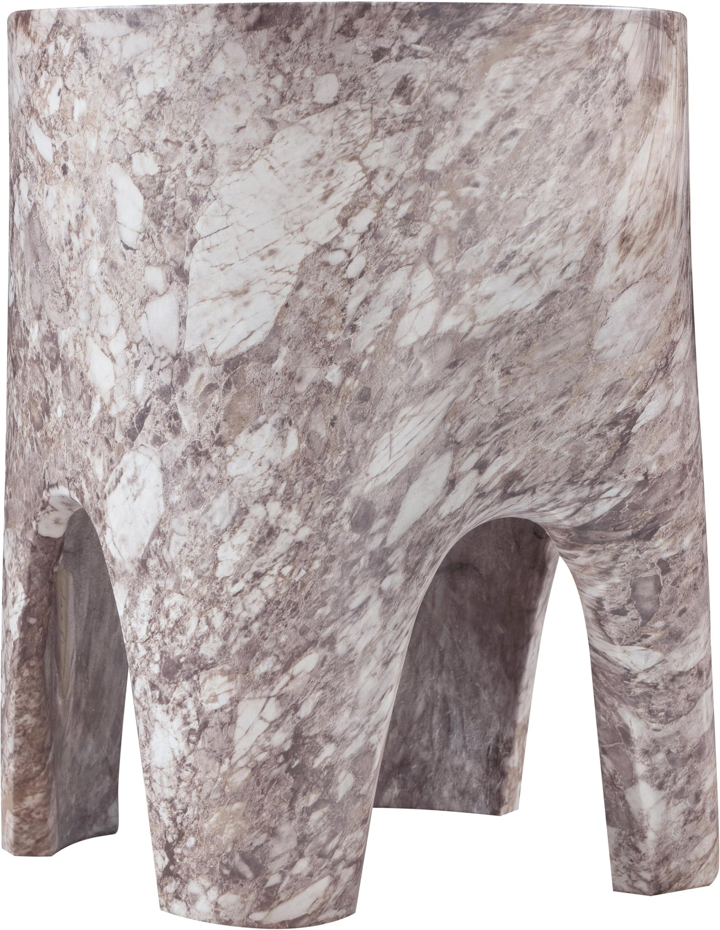 Meridian Furniture 99054Brown-ET Foligno Collection Art Deco Indoor/Outdoor Concrete End Table with Brown Marble Finish, 14" W x 14" D x 18" H, Brown