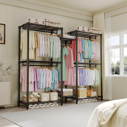 EliteEdge Freestanding Heavy Duty Garment Rack with Adjustable Shelves and Hanging Rods, Large 1870 Lbs Capacity Portable Closet Organizer for Bedroom or Cloakroom Storage, Black