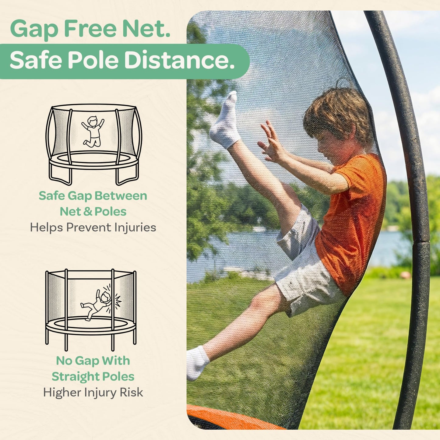 JoyBerri Trampoline Outdoor - Upsurge ASTM Certified Safe 8Ft 10Ft 12Ft 14Ft 15Ft 16Ft Recreational Trampoline for Kids and Adults. Anti-Rust Coating with Enclosure Net, Ladder, Sprinkler & LED Lights