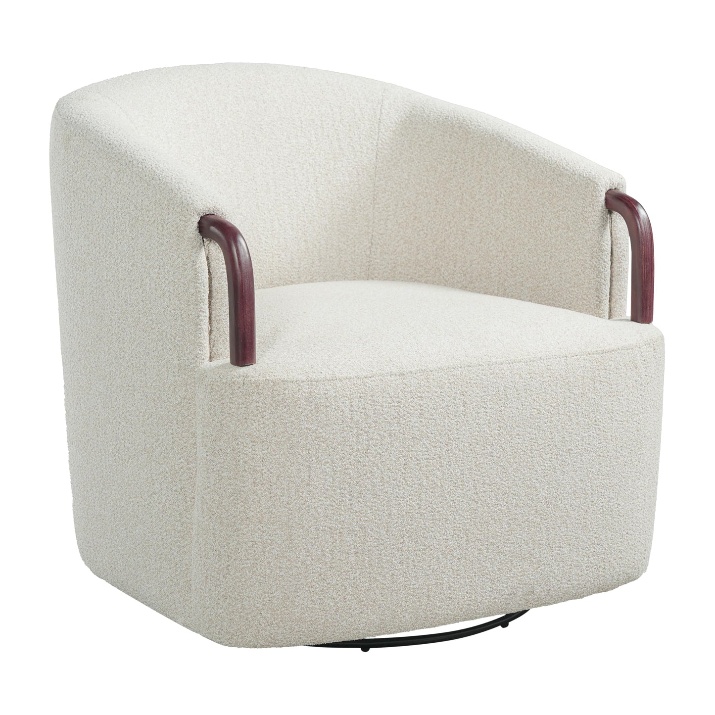 Christopher Knight Home Shiza Modern Swivel Chair with Solid Wood Base, Comfy Swivel Accent Chair with Curved Design, Soft Boucle Upholstered Lounge Sofa Chair for Living Room/Bedroom, Beige
