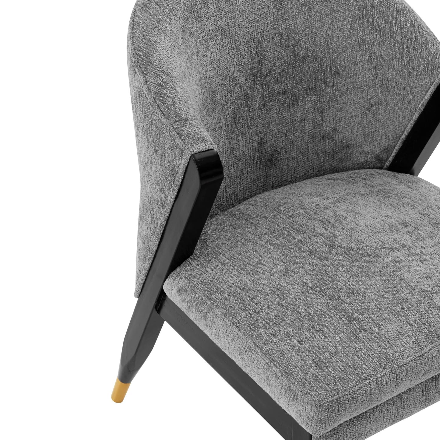 Manhattan Comfort Ola Modern Boucle Dining Chairs with High Density Foam Padding, Unique Wood Frame with Metal Gold Tips, Fully Assembled Kitchen Armchairs, Set of 2, Grey