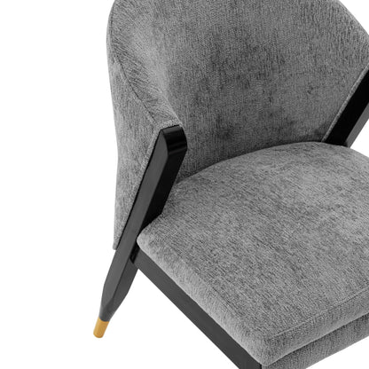 Manhattan Comfort Ola Modern Boucle Dining Chairs with High Density Foam Padding, Unique Wood Frame with Metal Gold Tips, Fully Assembled Kitchen Armchairs, Set of 2, Grey