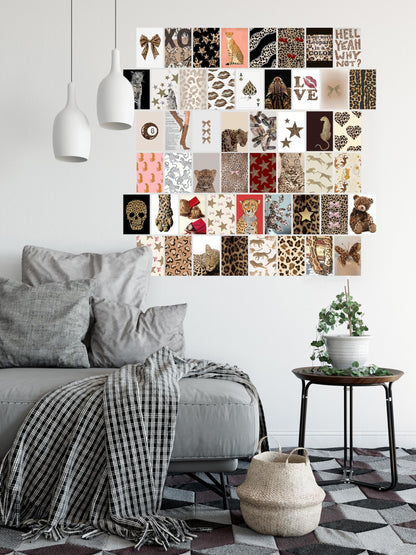 TwoDays Cheetah Print Room Decor Aesthetic, Y2K Leopard Print Wall Art Collage Kit, Chic Luxury Trendy Fashion Posters for Girls Home Bedroom Apartment Dorm.(Set of 50, 4" × 6")