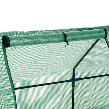 Outsunny 9' x 3' x 3' Mini Greenhouse with Zippered Doors & Roll-up Windows, Portable Plant Hot House with Durable PE Cover, Water Resistant, UV Protected for Outdoor Flowers, Vegetables, Green