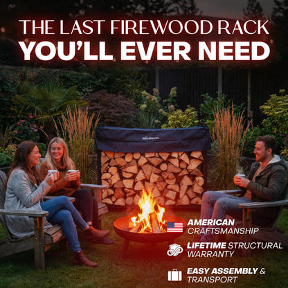 Woodhaven 5-Foot Firewood Rack – American Brand – 1/4 Plus Cord Raised Lumber Storage Rack – Keeps Wood Dry & Ready – Heavy-Duty Steel, Lifetime Structural Warranty (With Cover)