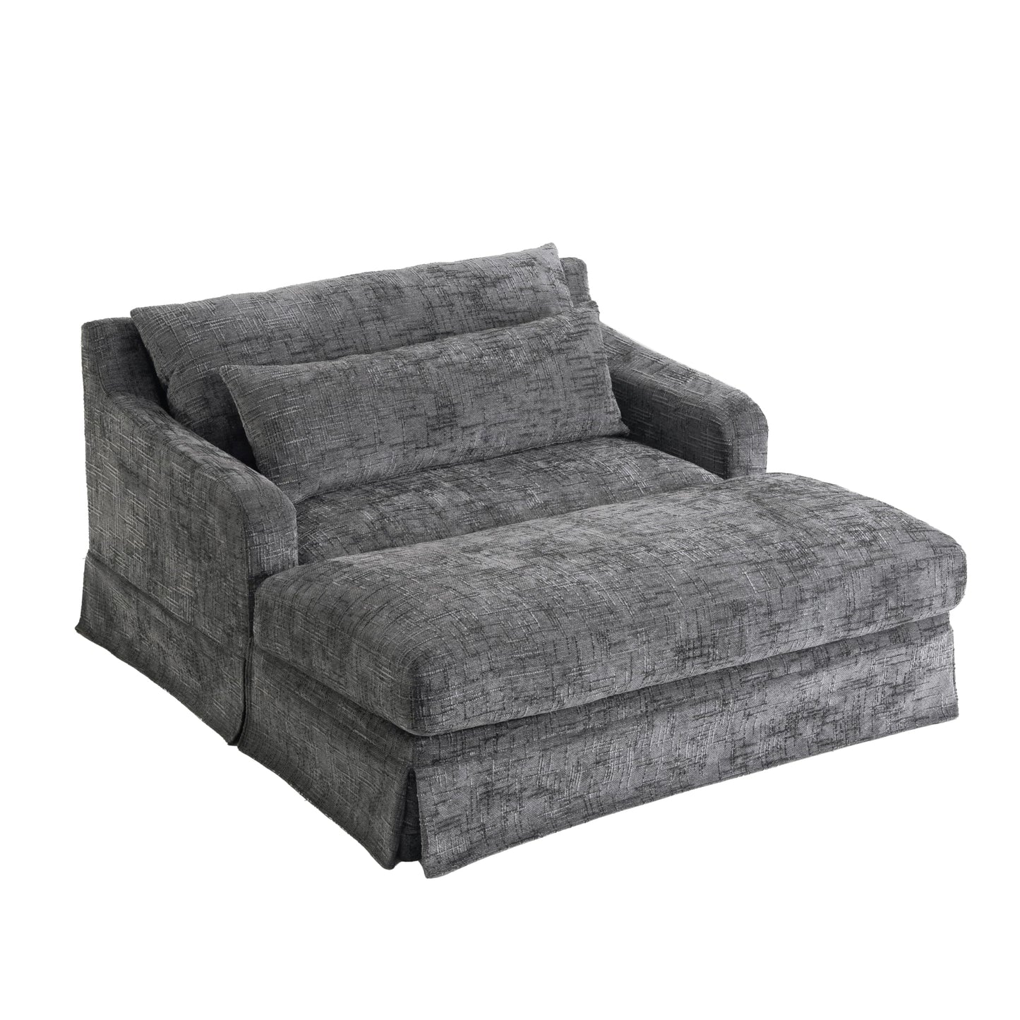 GDFStudio Chenille Sofa Bed Loveseat, Convertible Sleeper Couch with Deep Seat, 900 lbs Capacity, Upholstered Lounge Sofa with Pillows, Modern Compact Sofa for Living Room Bedroom Guest Space, Grey
