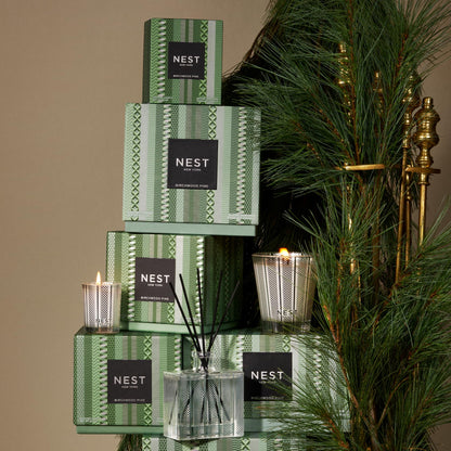 NEST New York Reed Diffuser, Holiday - 5.9 fl oz - Fragrance for Up to 90 Days - Reusable, Refillable Glass Holder - Includes 8 All-Natural Reed Sticks - Flame Free