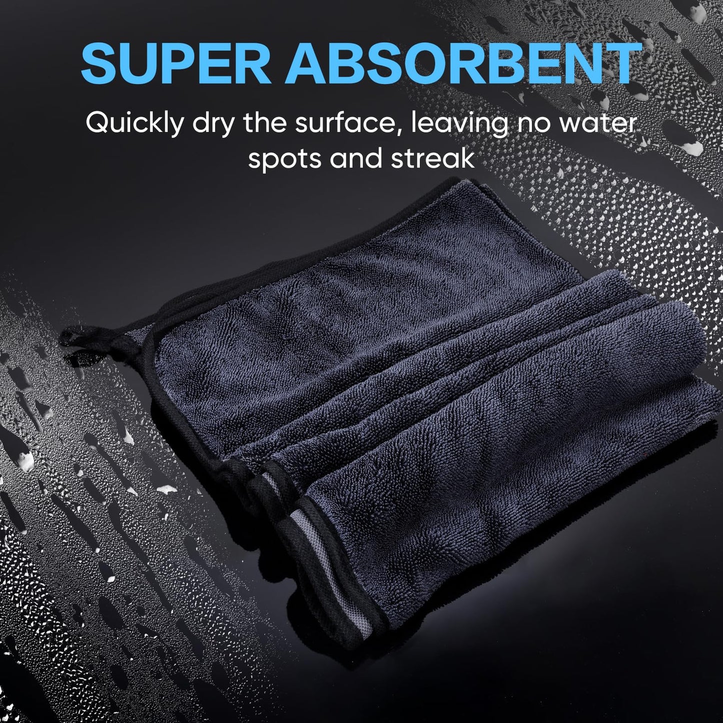 TEAWOO Shiny Wipes Shower Cleaning Cloth, Ultra Absorbent Car Drying Towel, 4 Pack 16 x 24 inch Microfiber Cleaning Cloth for Car, Bath & Househood