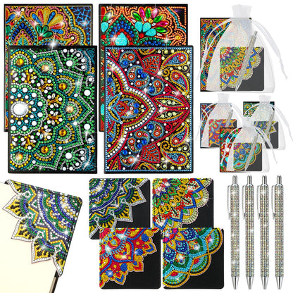 Skyygemm 16 Pcs Diamond Painting Kits for Women 5d Mandala Diamond Painting Notebook Art Bookmarks Rhinestone Pen and Organza Bags with Tools DIY Gem Dots Crafts for Adults Sketchbook Supplies