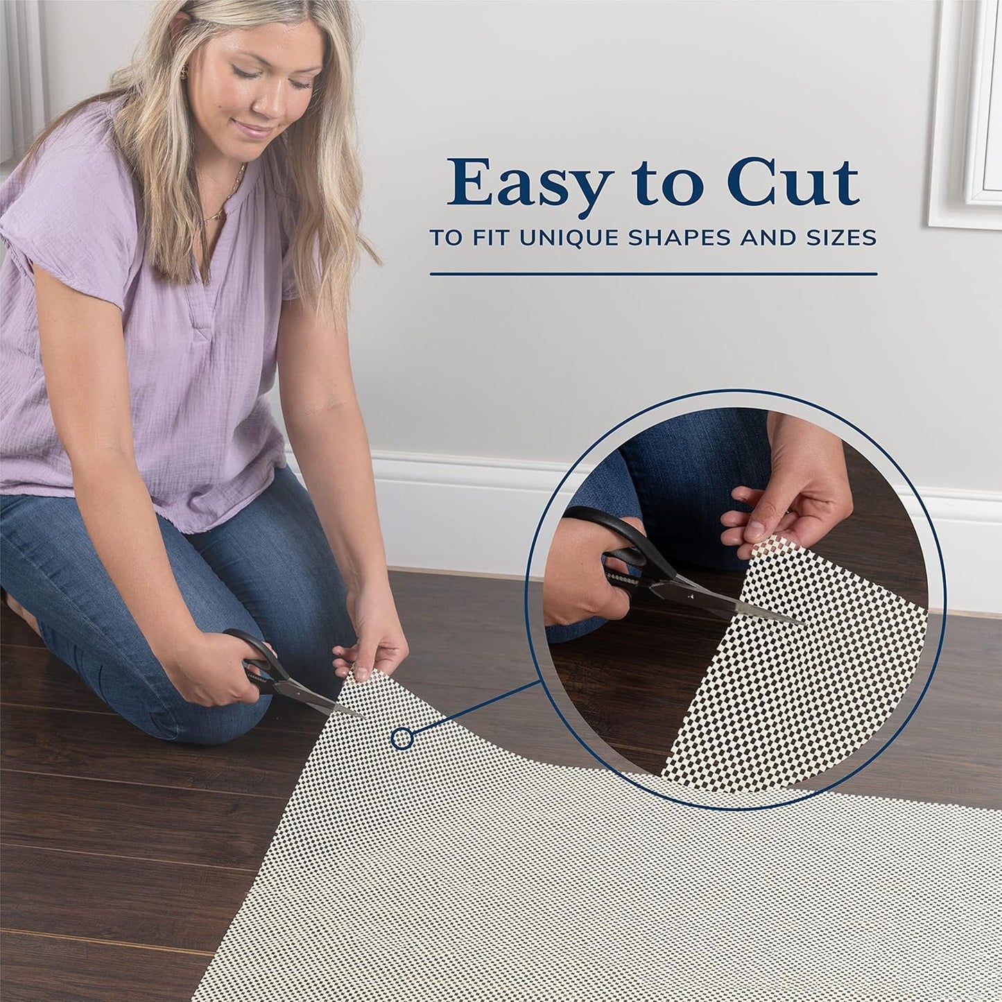Veken Rug Gripper Pad - Thick Non-Slip Area Rug Pads for Hardwood & Tile Floors | 2x3 Ft Anti-Skid Mat