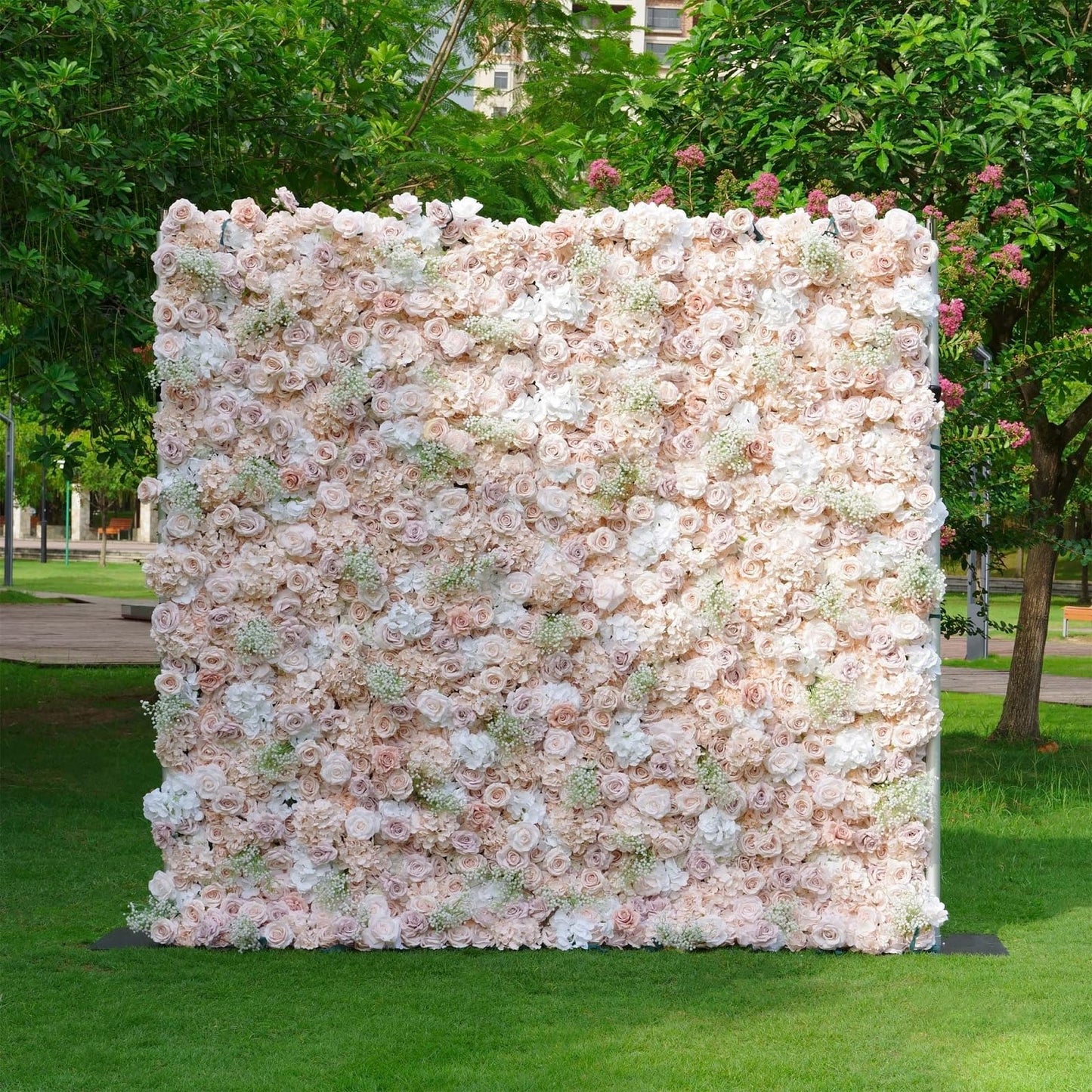 CreateView Artificial Flower Wall Wedding Backdrop, Luxury‌ 3D Silk Floral Party Decor for Wedding Home Hotel Party Baby Show Decor, Quick Assembly/Storage 4 * 8ft (120 * 240cm)