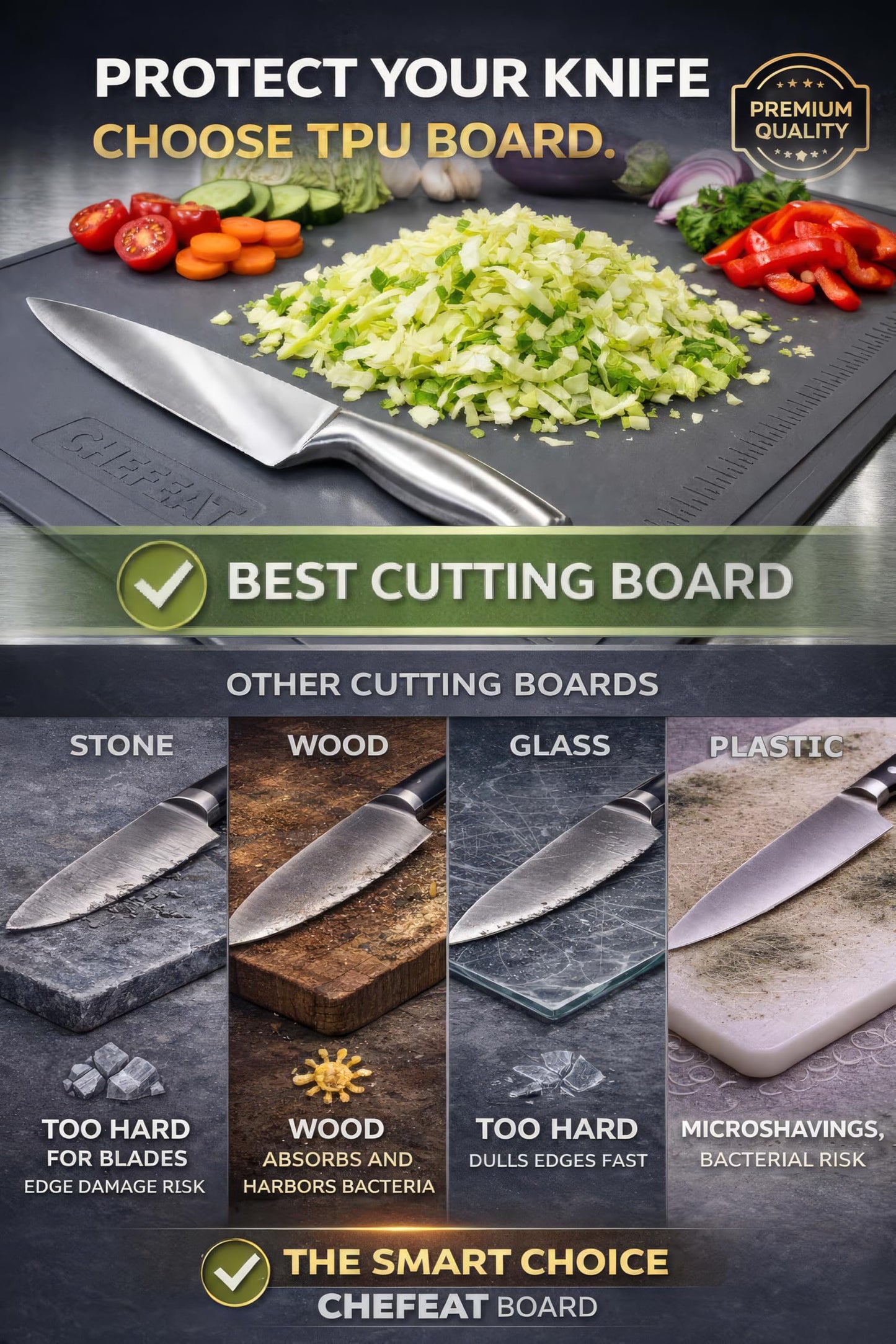 Extra Large TPU Cutting Board for Kitchen 17.3" x 12.6" Professional Flexible Extra Thick 0.14'' Knife Friendly Scratch Resistant Dishwasher Safe Juice Groove BPA Free