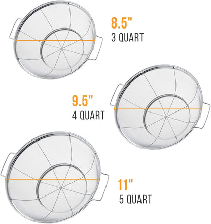 U.S. Kitchen Supply Set of 3 Stainless Steel Colander Strainers Net Baskets 5, 4, & 3-Quart - Colander with Handles & Resting Base - Stainless Steel Sieve, Mesh Strainers and Colanders for Kitchen
