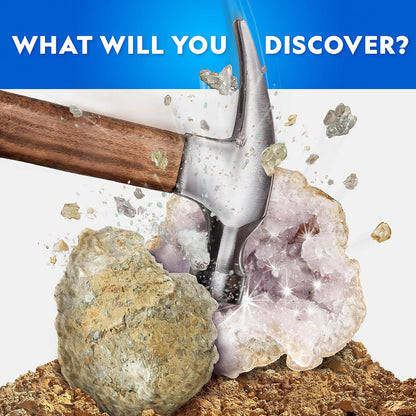 National Geographic Geode Science Kit - Break Open 15 Premium Geodes with Goggles & Display Stands | Perfect STEM Gift for Kids