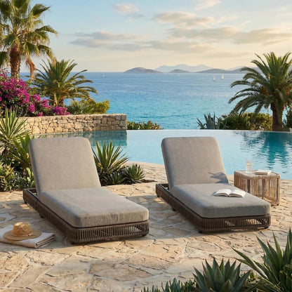 Outdoor Chaise Lounge Chair, 5-Position Adjustable Backrest, All-Weather Grey PE Rattan Wicker Recliner with 5 Inch Grey Cushion, Water-resistant Patio Lounge Chair for Poolside, Beach, Backyard