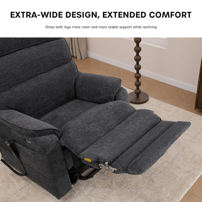 DYNOX 400 LBS Big Tall Man Large-Wide Power Dual Motor Lift Recliners Chairs for Elderly, Lay Flat Lift Chair with Infinite Positions, Heat & Massage, Extended Footrest (9298L, Chenille, Grey)