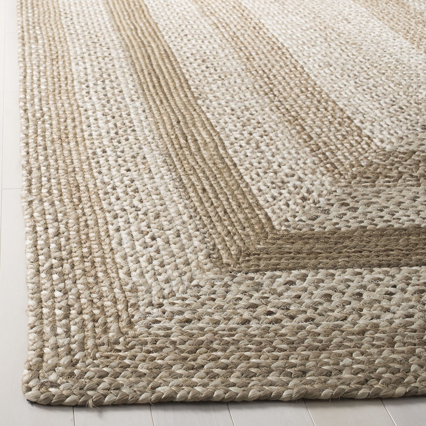 SAFAVIEH Natural Fiber Collection Area Rug - 10' x 14', Grey & Ivory, Handmade Farmhouse Boho Coastal Rustic Braided Jute, Ideal for High Traffic Areas in Living Room, Bedroom (NF884F)