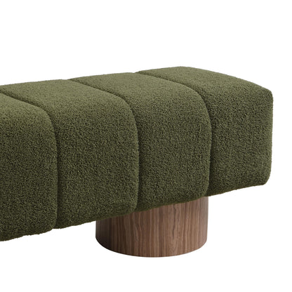 Christopher Knight Home Manila 64" Boucle Dining Bench, Upholstered Ottoman Bench, Rectangular Dining Seat, Spacious Seating, Long Footstool for Living Room Dining Room, No Assembly Needed, Green