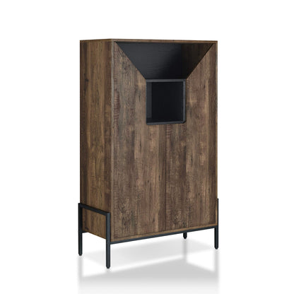 HOMES: Inside + Out Charles Rustic Entryway Shoes Cabinet with 4 Enclosed Shelves, 3 Storage Cubbies and 3 Adjustable Panels, Reclaimed Oak