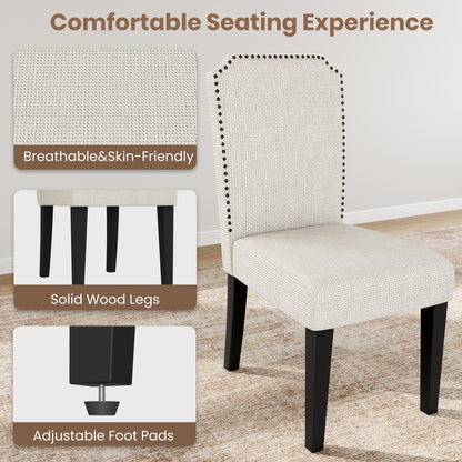 Garvee Dining Chairs Set of 4, Solid Wood Legs, Up to 500 LBS Capacity, Stable and No Wobbling, Upholstered Wide Seat with 60 ILD Sponge, Farmhouse Kitchen Chairs for Dining Room, Family Gatherings