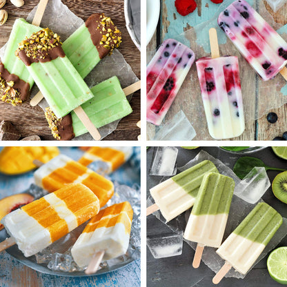 Ozera Popsicles Molds, 10-Cavity Popsicle Maker Molds Silicone Popsicle Molds, Homemade Popcical Molds Ice Pop Molds with 50 Popsicle Sticks, 50 Popsicle Bags