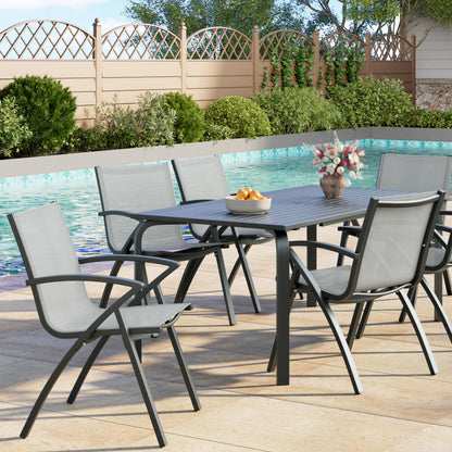 Patio Dining Chairs Set of 6, Outdoor Stackable Chairs with Metal Frame and Backrest, All Weather Breathable Patio Lawn Chair for Garden and Backyard
