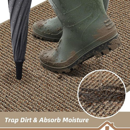 BEQHAUSE Dirt Trapper Door Mat - Non-Slip, Washable, Absorbent 32" x 72" Beige Entrance Mat