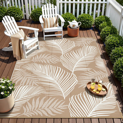 Pauwer Outdoor Rug 5'x8' Waterproof for Patios, Reversible Plastic Straw Rug, Indoor Outdoor Area Carpet RV Mat, Patio Camping Mats for RV, Picnic, Backyard, Deck, Balcony, Porch