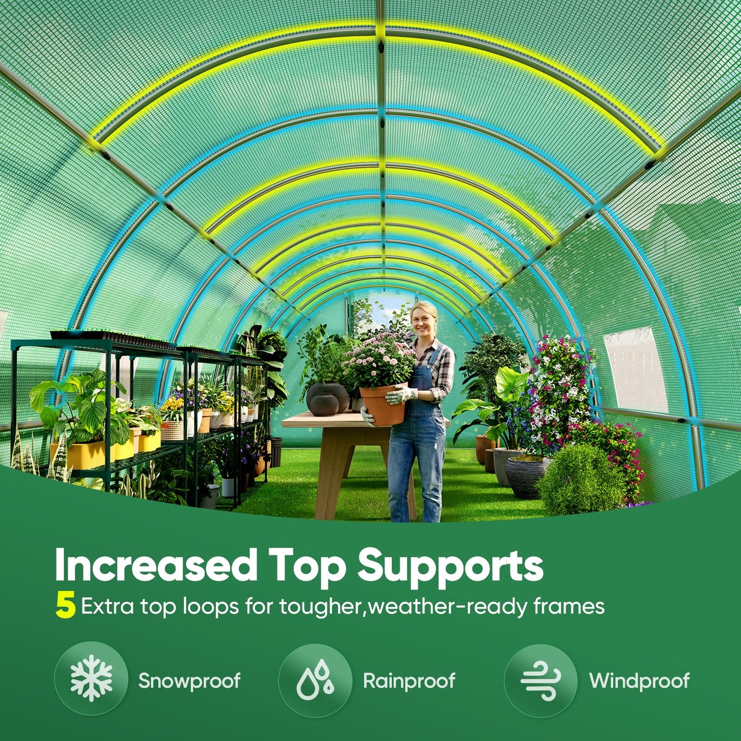 Quictent 25x10x6.6 FT Premium Greenhouse for Outdoors with 2 Door Frames, Reinforced Top Structure & Cover, Large Heavy Duty Walk-in Tunnel Hoop Green House for Garden Backyard Flower Winter, Green