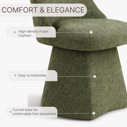 KISLOT Swivel Dining Chairs Set of 4, Upholstered Mid Century Modern Deskchair with High Back, Linen Fabric Kitchen Chairs for Dining Room, Bedroom, Dressing Room, Green