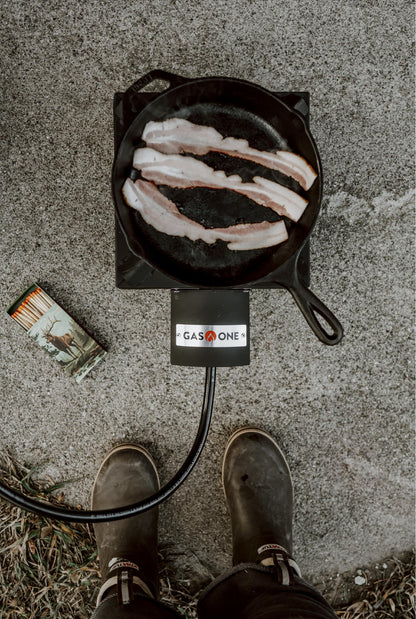 GasOne High Pressure Single Propane Burner - Outdoor Cooking with Heat Shield and Guard – Propane Burner Head for Camping, Tailgating, Seafood Boil, Home Brewing - Patented