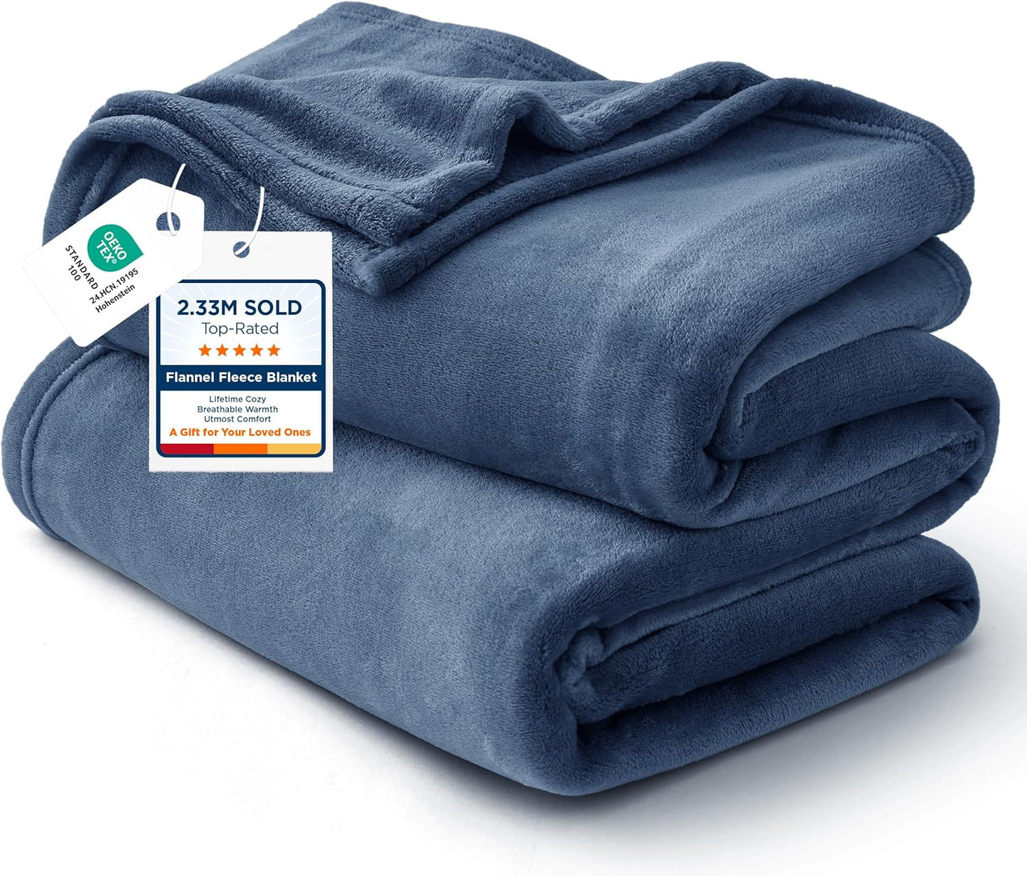 Bedsure GentleSoft Fleece Blanket - Twin Size Mineral Blue | 300GSM Lightweight Plush & Cozy 60x80 Inches