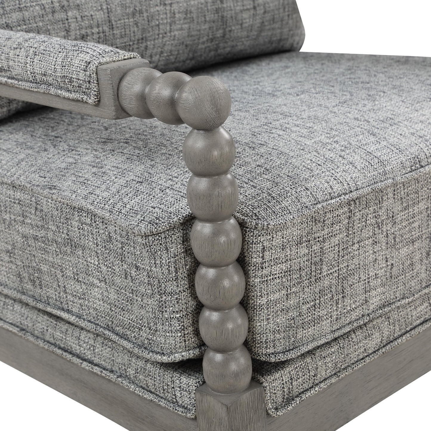 OSP Home Furnishings Abbott Spindle Accent Chair with Padded Spring Seat and Brushed Grey Base, Graphite Fabric