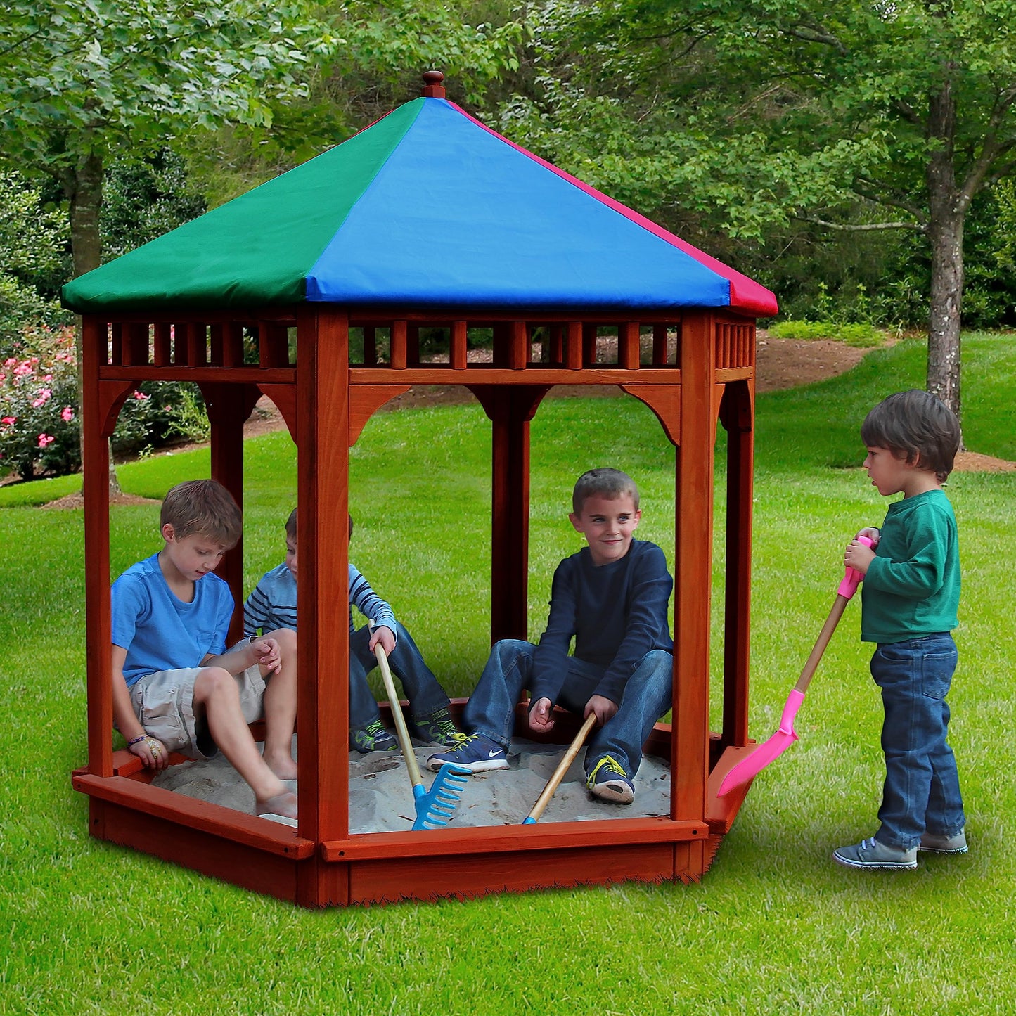 Gorilla Playsets 02-2023 Play-Zee-Bo Sandbox Gazebo with Canopy Roof