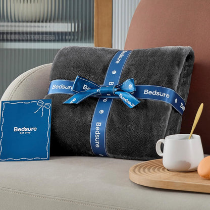 Bedsure GentleSoft Fleece Blanket - Cozy Dark Grey Twin Size 300GSM Plush Warm Throw, 60x80 Inches