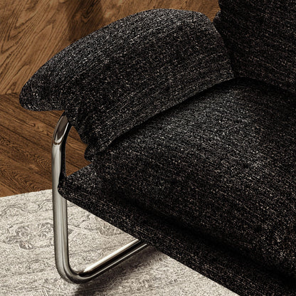Modway Ansel Boucle Accent Chair in Charcoal - Fabric Lounge Chair for Living Room, Bedroom - Upholstered Corner Reading Chair with Arms and Removable Cushions