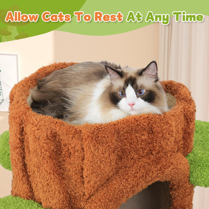 KAMABOKO 90.5" Tall Cat Tree for Indoor Cats, Large Cat Tower with Luxury Cat Condo, Cat Tree Tower with Soft Cushion, Scratching Board, Plush Platform＆ Top Perch, Green