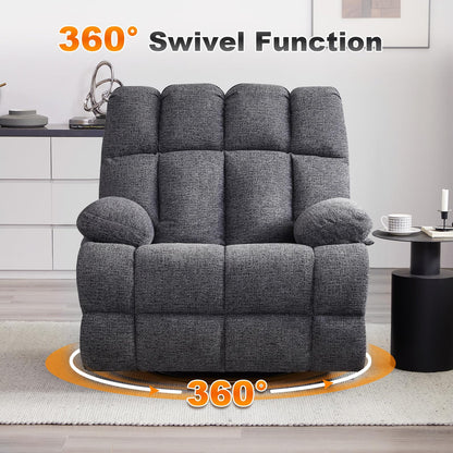 Eiayeebil Oversized Swivel Rocker Recliner Chair Set of 2 for Adult, Rock Recliner for Big Man, Extra Wide Manual Recliners, Overstuffed Soft Rocking Sofa Chair,Light Grey