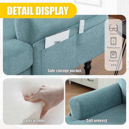 KEIKI Chaise Lounge Chair Indoor, Oversized Accent Chenille Armchair with Storage, Leisure Sleeper Single Sofa Side Chair, Corner Recliner Arm Chairs for Living Room Reading, Easy Assembly, Mint Green