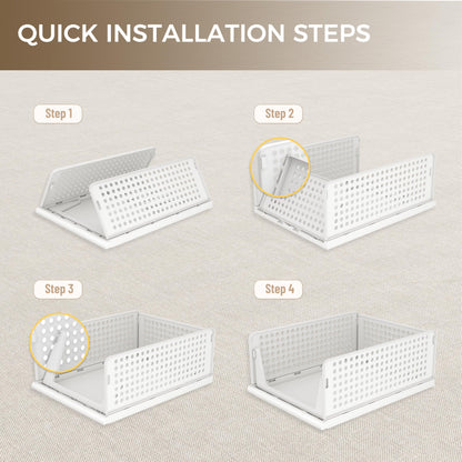 Pinkpum 6 Pack Closet Organizers Storage Bins, Stackable Plastic Drawer Basket for Clothing, Stackable Storage Bins Shelf Storage Container for Closet Wardrobe Bedroom Bathroom Office White
