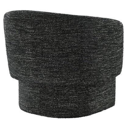 Modway Muse Comfy Barrel Accent Chair in Charcoal Boucle Fabric Cozy Round Reading Armchair – Upholstered Living Room Chair with Curved Back